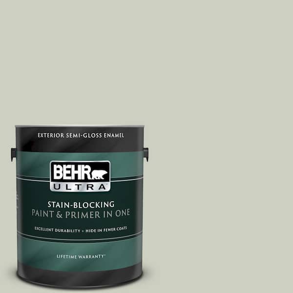 BEHR ULTRA 1 gal. #UL210-11 Sliced Cucumber Semi-Gloss Enamel Exterior Paint and Primer in One
