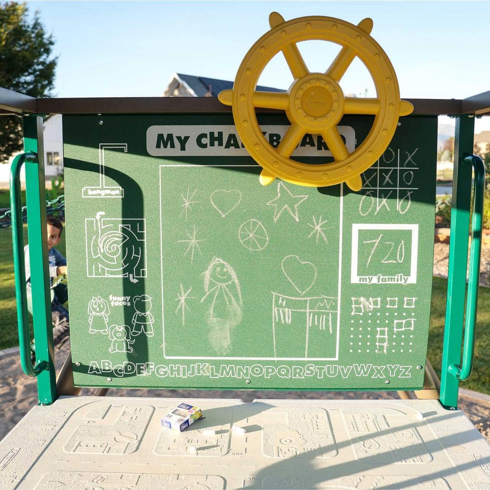 Lifetime Green and Brown Metal Swing Set with Slide and Climbing Wall