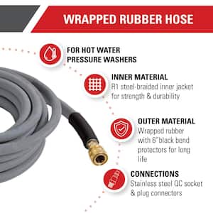 Wrapped Rubber Hose 3/8 in. x 50 ft. for 4500 PSI Hot/Cold Water Pressure Washers