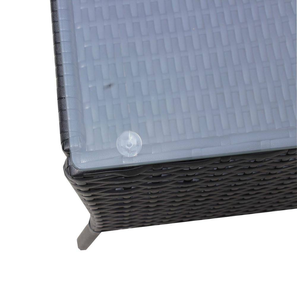 4-Piece Black Iron Wicker Patio Set with Green Cushions