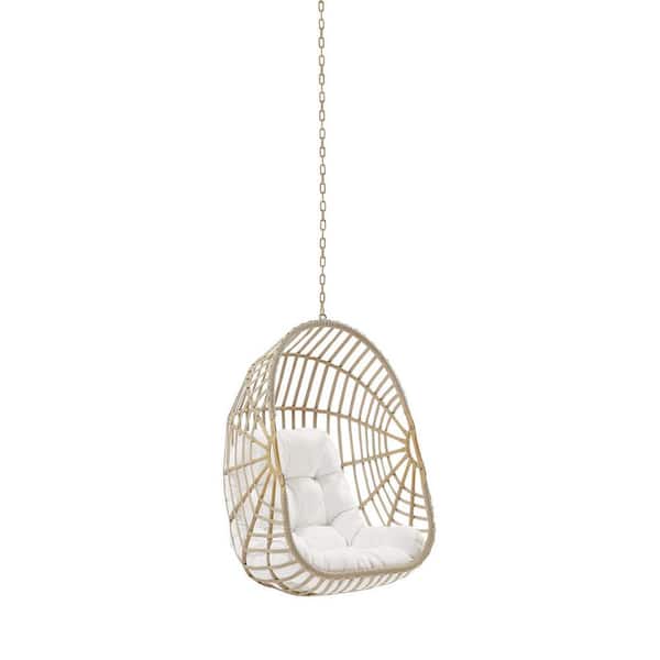 MODWAY Amalie Wicker Rattan Outdoor Patio Rattan Swing Chair without Stand in Natural White
