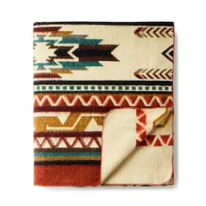 Charlie Brown and Ivory Ikat Acrylic Throw Blanket