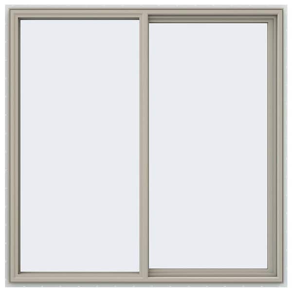 JELD-WEN 59.5 in. x 59.5 in. V-4500 Series Desert Sand Vinyl Right-Handed Sliding Window with Fiberglass Mesh Screen