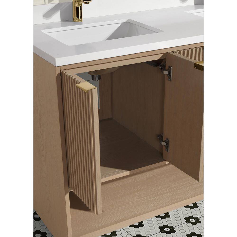 San Diego 55" Oak Gray Double Sink Vanity with Quartz Top