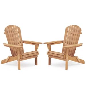 Classic Brown Folding Wood Adirondack Chair (2-Pack)