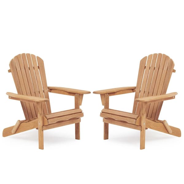maocao hoom Classic Brown Folding Wood Adirondack Chair (2-Pack)