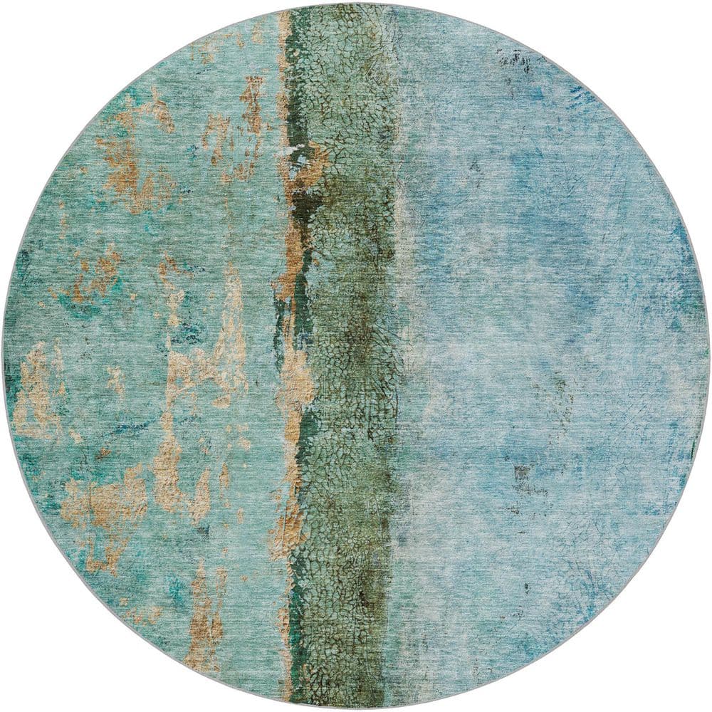 Dream Shag Premium Machine Washable Abstract ADS605 Blue 8 ft. x 8 ft. Round Rug price history on PriceWatchPro