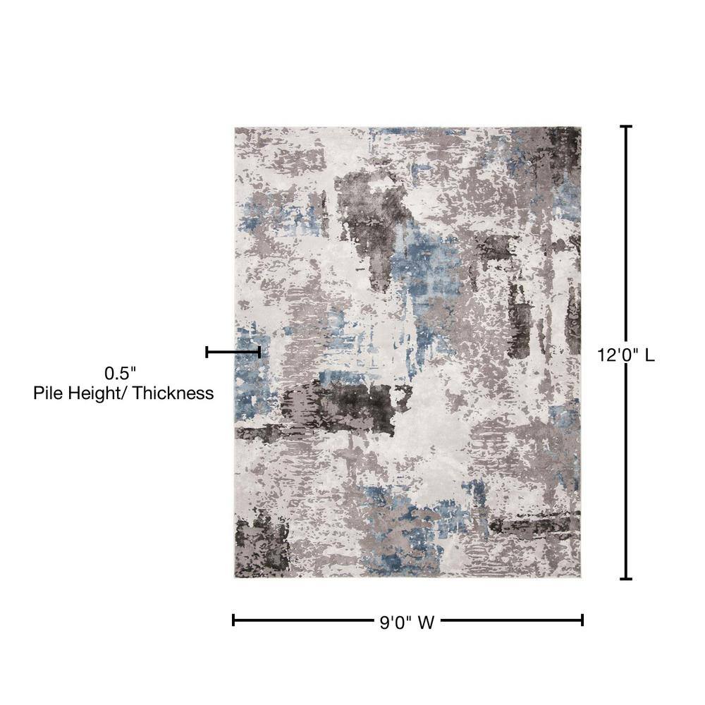 Elysian Shadows Abstract Gray 9' x 12' Hand-Knotted Rug