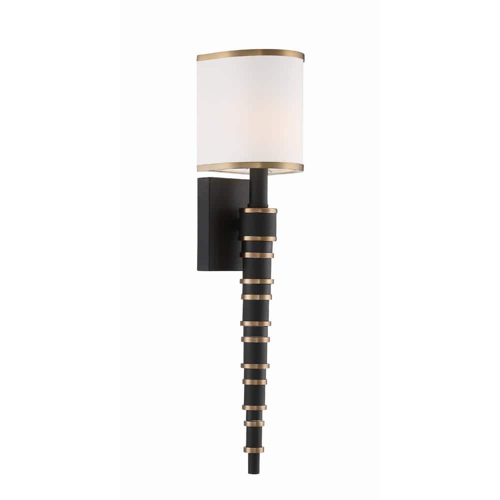 Sloane Vibrant Gold and Black Forged Silk Shade Wall Sconce