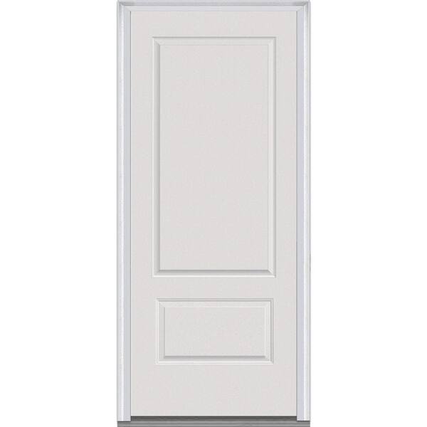 MMI Door 36 in. x 80 in. Severe Weather Left-Hand Outswing 2-Panel Primed Fiberglass Smooth Prehung Front Door