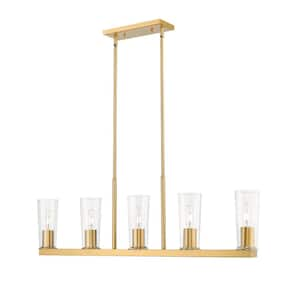 Titus 5-Light in Modern Gold Linear Chandelier with no bulbs included