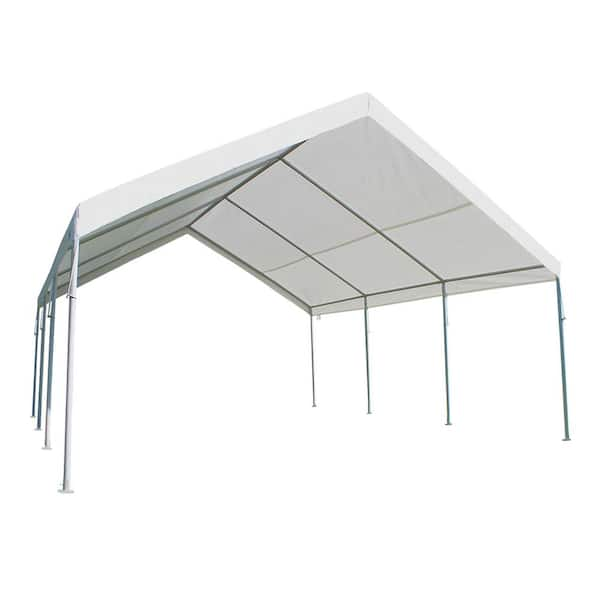 King Canopy Hercules 18 ft. by 20 ft., 2 in. Steel Frame, 8-Leg, Carport, White, HC1820PC