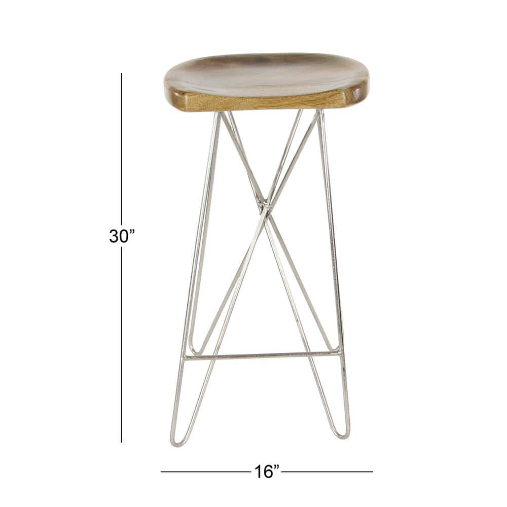 Adjustable Saddle-Style 30" Bar Stool in Brown Wood and Acrylic