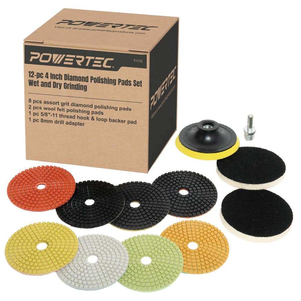 4 in. Wet/Dry Diamond Polishing Pads 50-6000 Grit (Set of 10) with 5/8-11 in. Backer Pad for Concrete/Granite/Marble price history on PriceWatchPro