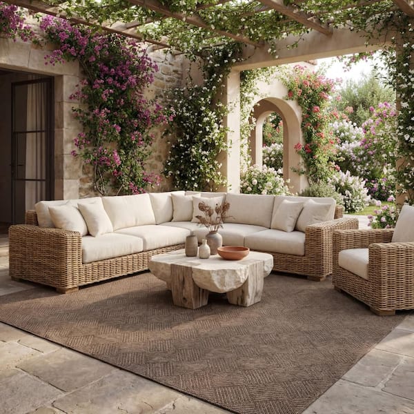 Valenne Diamond Brown 6 ft. x 9 ft. Outdoor Area Rug