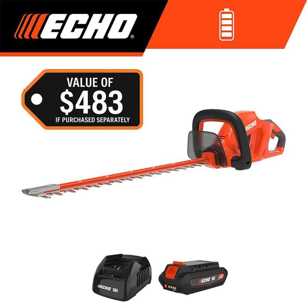 ECHO 56V 22 in. Double-Sided Reciprocating Cordless Battery Powered Hedge Trimmer with 2.5Ah Battery and Charger