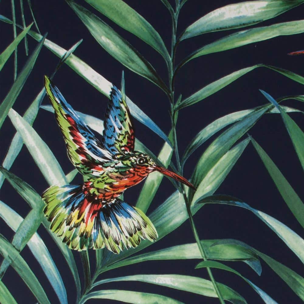 Tropical Birds Black and Green Peel and Stick Wallpaper
