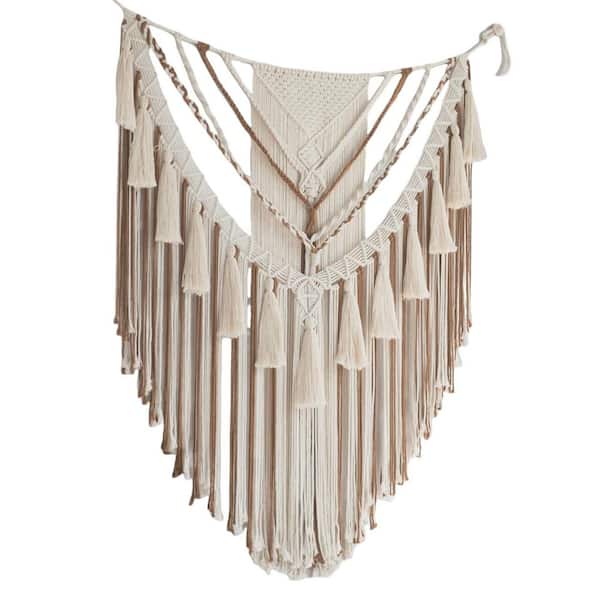 Unbranded 55 in. x 47 in. Large Brown Macrame Wall Hanging-Boho Cotton Yarn Wall Art
