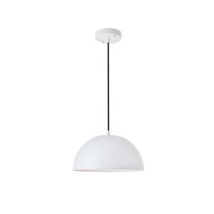 Timeless Home Frank 1-Light Pendant in White with 11.8 in. W x 5.9 in. H Shade