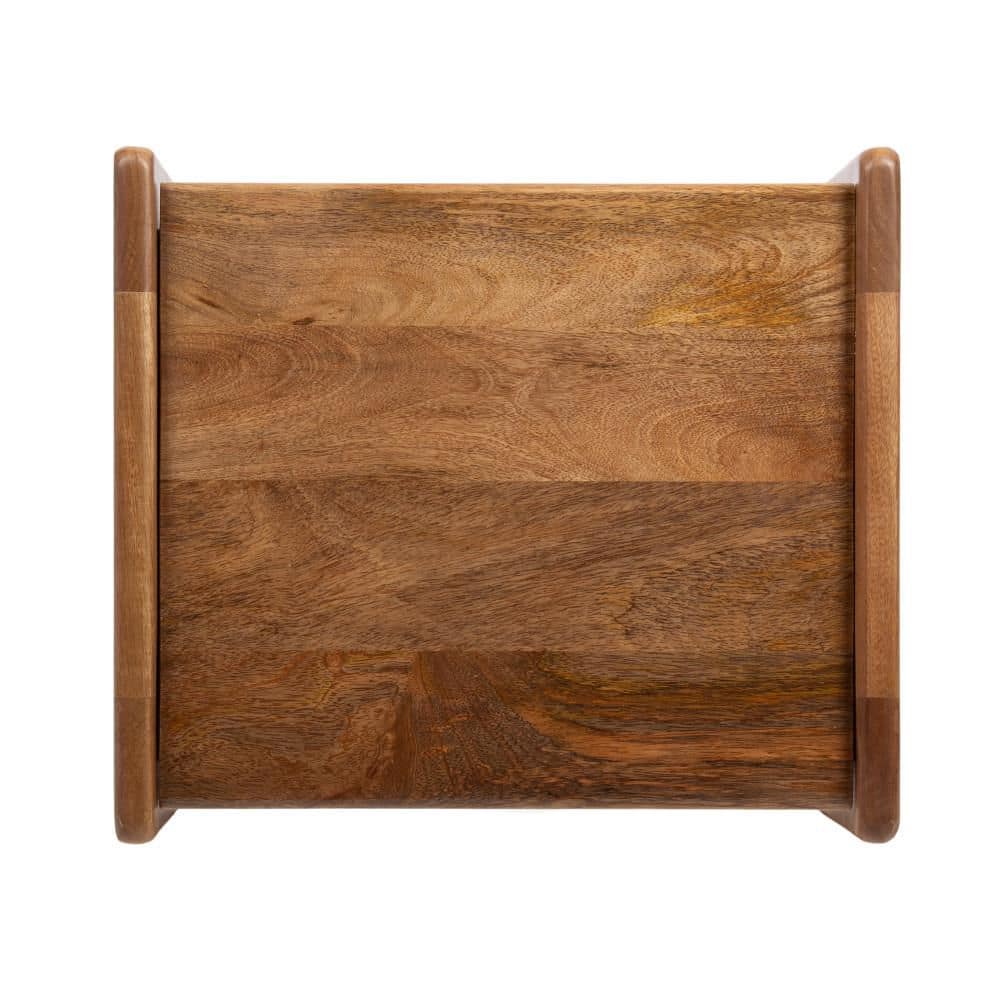 Aarstad 16 in. Walnut Brown Rectangle Solid Wood End Table - thumbnail 2