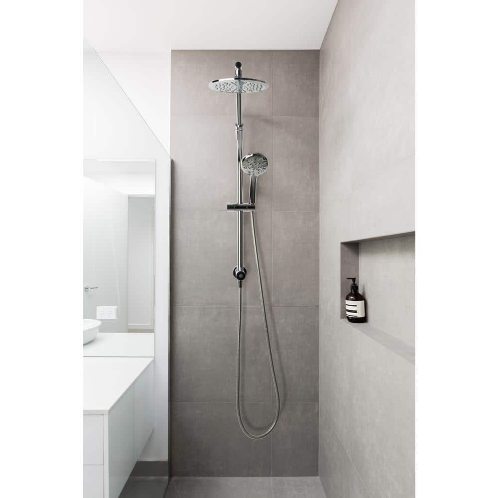 Chrome Dual Shower Head with Handheld Spray and Adjustable Height