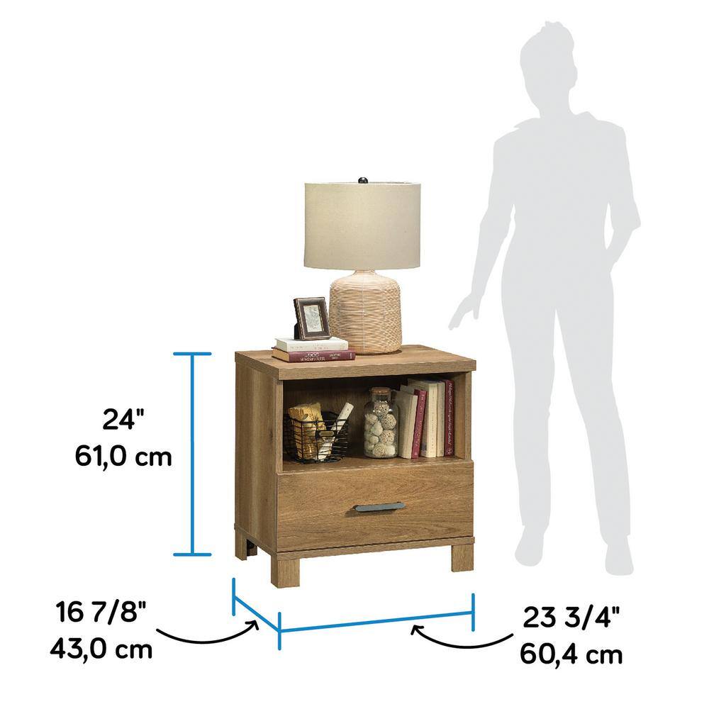 Timber Oak 1-Drawer Nightstand with Open Shelf