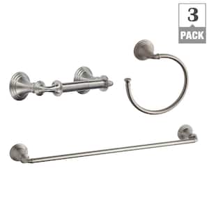 Devonshire 3-Piece Hardware Bundle with Towel Bar, Towel Ring and Toilet Paper Holder in Brushed Nickel