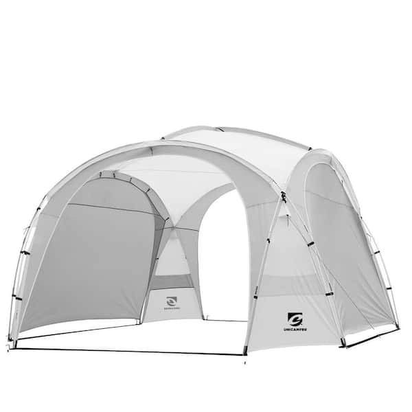 12 ft. x 12 ft. White Pop-Up Canopy with Side Wall, Ground Pegs, and Stability Poles, Sun Shelter Rainproof, Waterproof