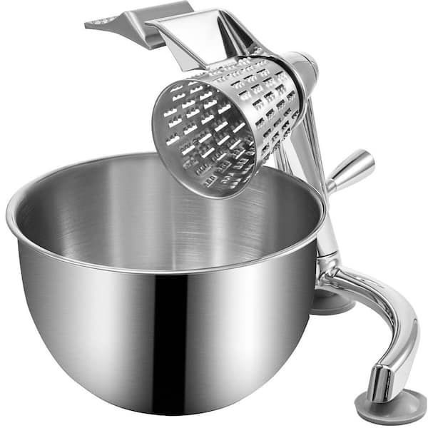 Rotary Cheese Grater Zinc Alloy Rotary Vegetable Mandoline Manual Cheese Mandoline with 5-Stainless Steel Cutting