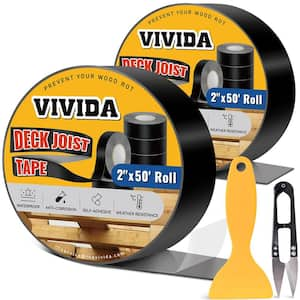 2 in. x 50 ft. Deck Joist Butyl Tape, Weather-Resistant Deck Flashing for Wood Decks Beams Roof (2-Pack)