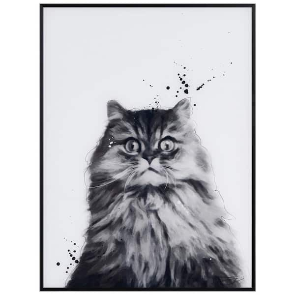 Empire Art Direct Persian Black and White Pet Paintings on Reverse Printed  Glass Framed Cat Wall Art, 24 x 18 x 1, Ready to Hang 