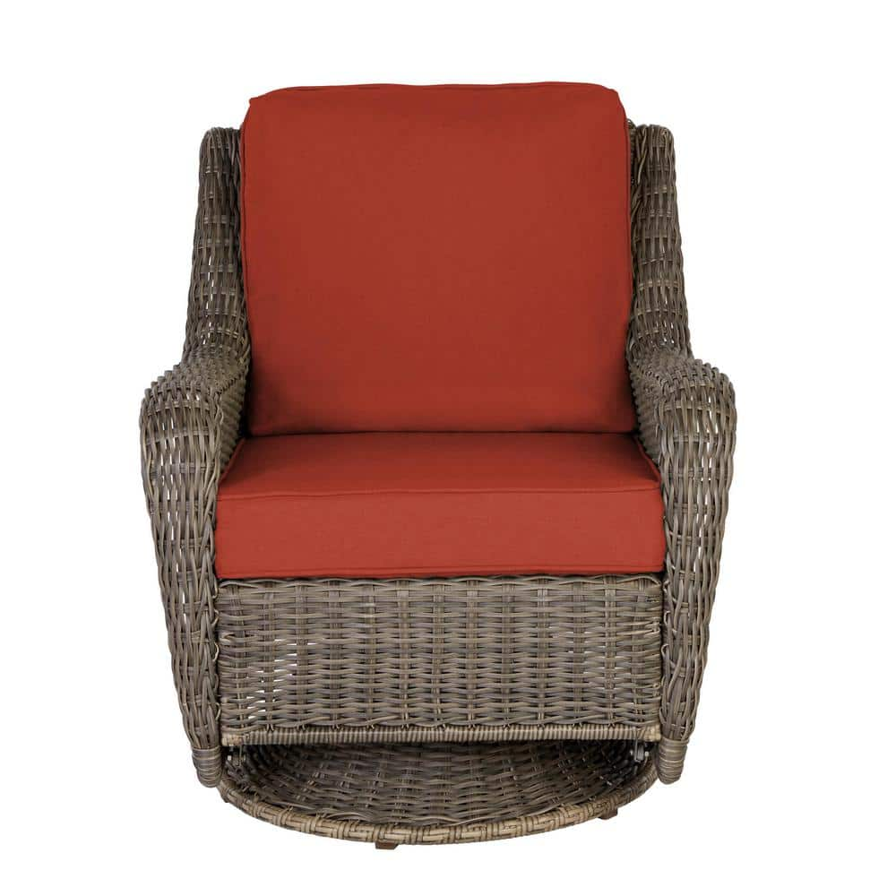 Hampton Bay Cambridge Gray Wicker Outdoor Patio Swivel