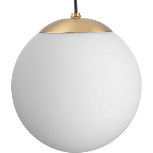 Progress Lighting Atwell Collection Brushed Bronze and Opal Glass Globe Medium Hanging Pendant Light