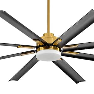 Vincent 72 in. Integrated LED Indoor Black-Aluminum-Blade Gold Ceiling Fans with Light and Remote Control Included