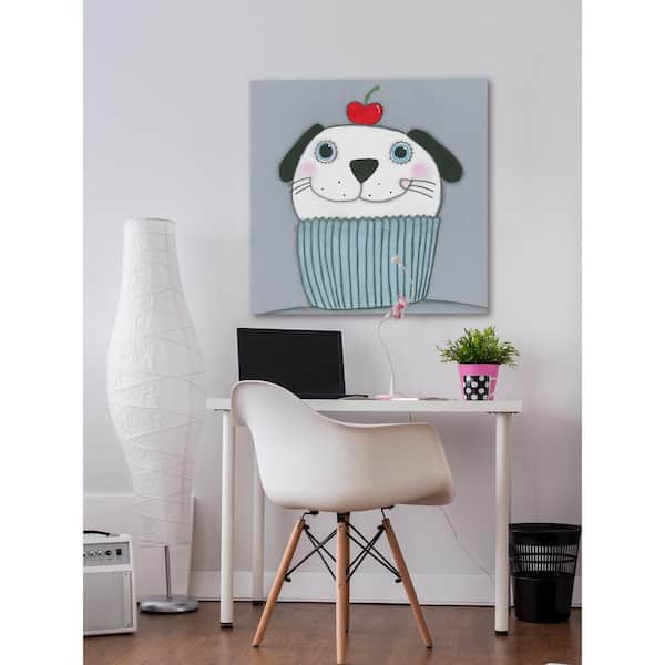 Unbranded 40 in. H x 40 in. W "Doggy with Cherry" by Tatijana Lawrence Printed Canvas Wall Art