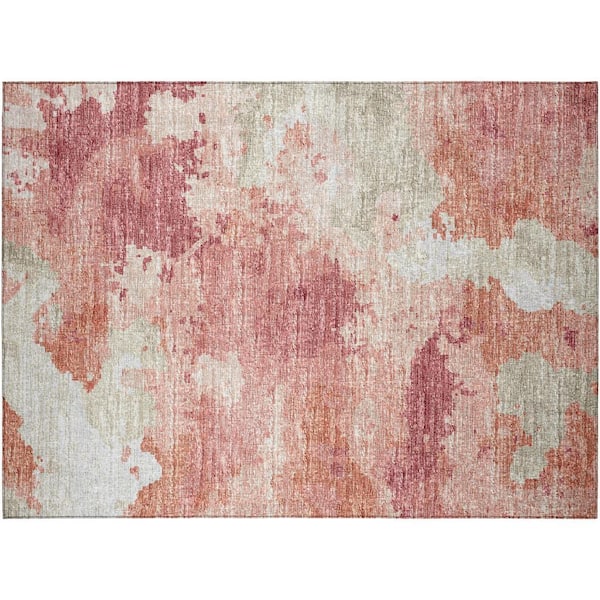 Accord Pink 1 ft. 8 in. x 2 ft. 6 in. Abstract Indoor/Outdoor Washable Area Rug