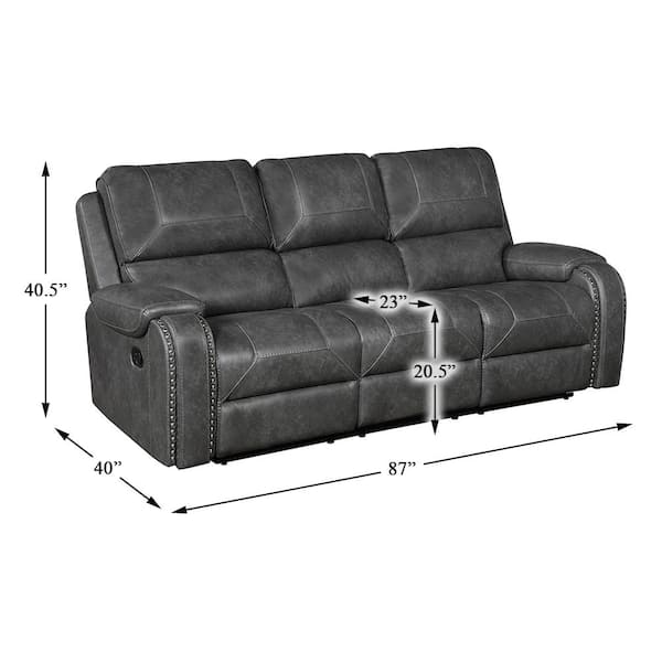 Lazzara Logansport 87 in. W Pillow Top Arm Faux Leather Rectangle