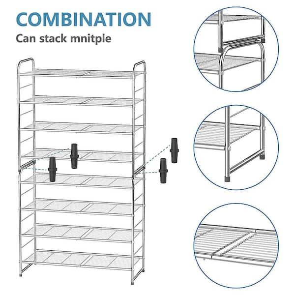 25.5 in. H 12-Pair 4-Tier Yellow Metal Shoe Rack