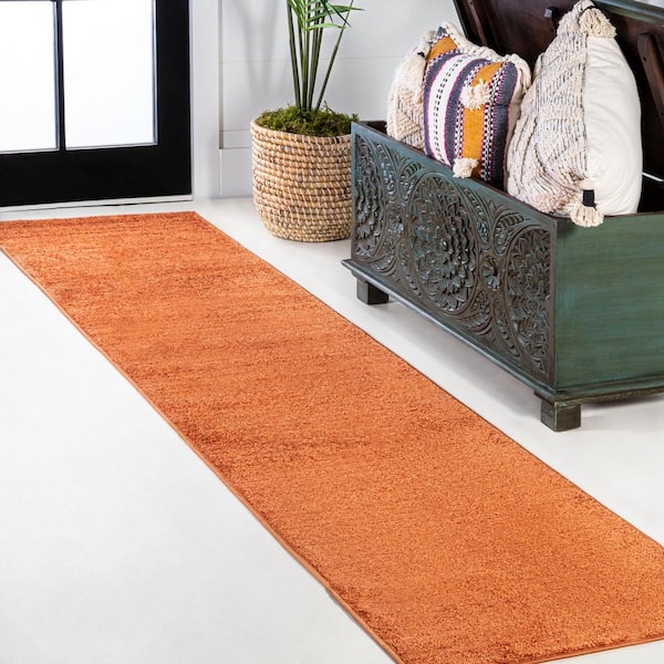 2 ft. x 14 ft. Orange Haze Solid Low-Pile Runner Rug