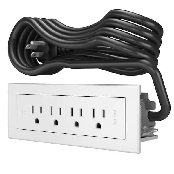 Legrand 6 ft. Cord 15 Amp 4-Outlet radiant Recessed Furniture Power Strip, White