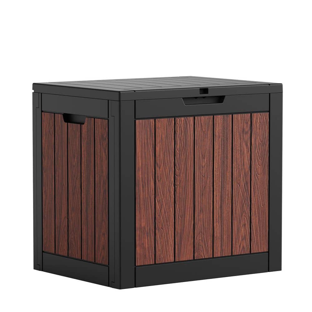 35 Gal. Walnut Wood Grain Resin Lockable Outdoor Storage Deck Box For Patio Furniture and Supplies price history on PriceWatchPro