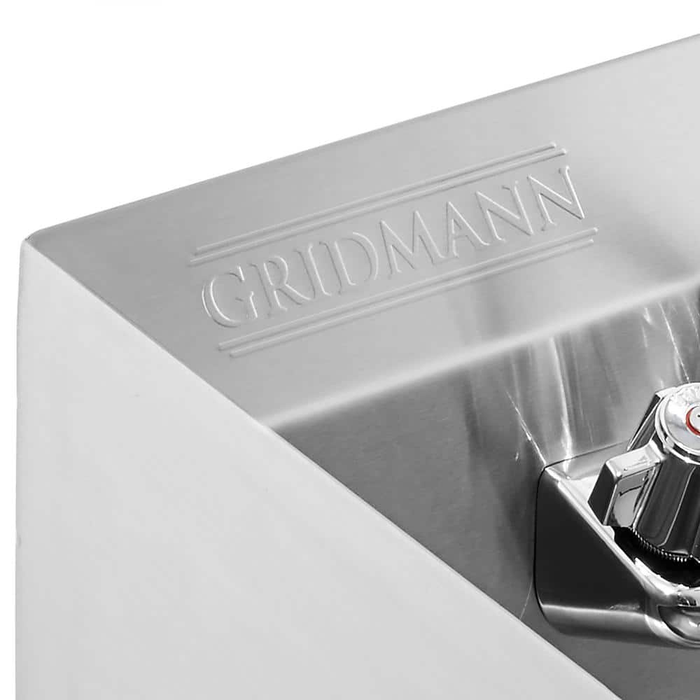18-Gauge Stainless Steel Wall Mount Commercial Hand Wash Sink with Chrome Faucet