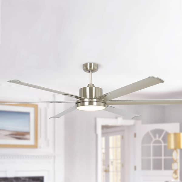 Parrot Uncle 65 in. Integrated LED Indoor Brushed Nickel Ceiling Fan with Light and Remote Control