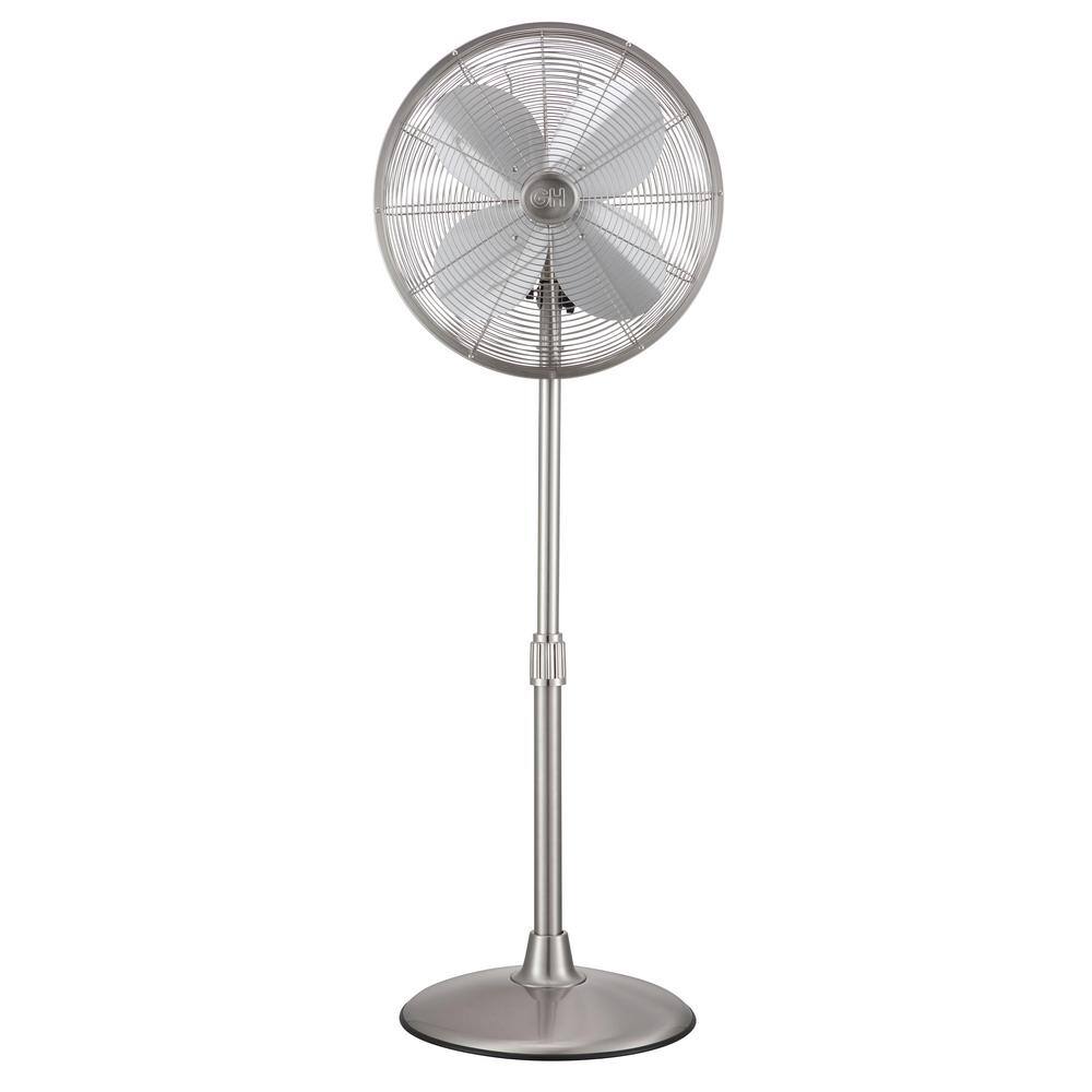 GOOD HOUSEKEEPING Retro 16 in. AllMetal Pedestal Fan in Brushed Nickel