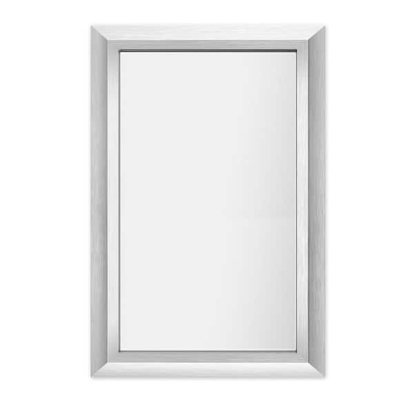16 in. W x 24 in. H Rectangular Aluminum Alloy Framed and Tempered Glass Wall Bathroom Vanity Mirror in Brushed Silver