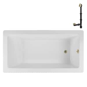 N-4080-706-PBR 66 in. x 34 in. Rectangular Acrylic Soaking Drop-In Bathtub, with Reversible Drain in Polished Brass