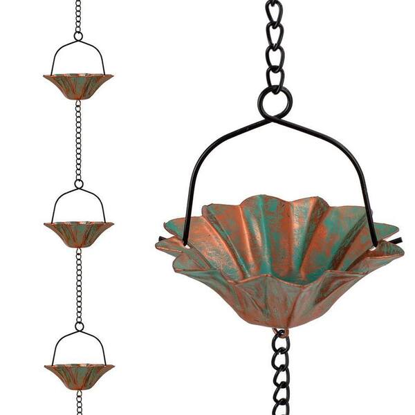 Fall Color Maple Leaf Rain Chain - 8.5ft Decorative Gutter Downspout Alternative With Cups