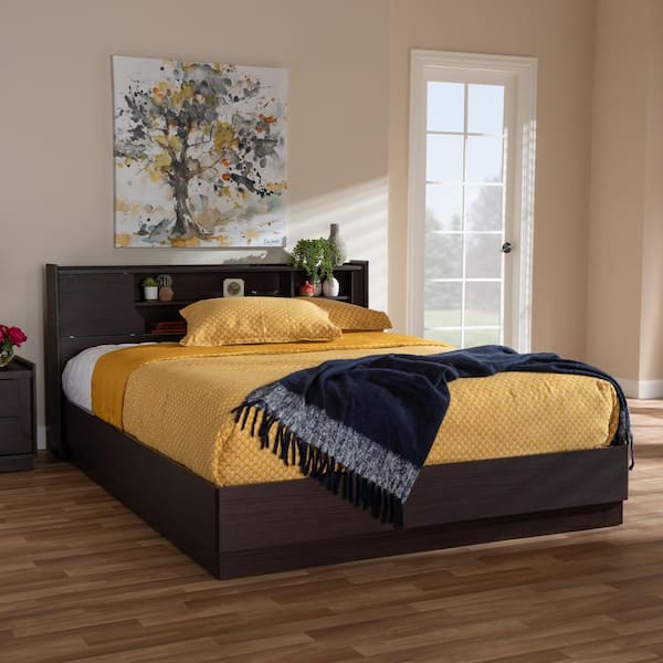 Baxton Studio Larsine Wenge Brown Queen Storage Bed 148 8260 HD