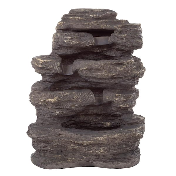 Outdoor Water Fountain with Cascading Waterfall, Natural Looking Stone, and Soothing Sound for Lawn, Garden, or Patio
