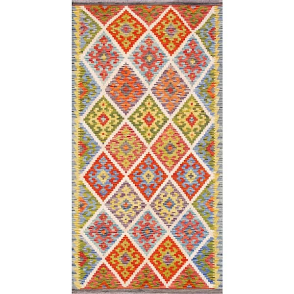 Pasargad Home Kilim Multi 4 ft. x 7 ft. Geometric Wool Area Rug